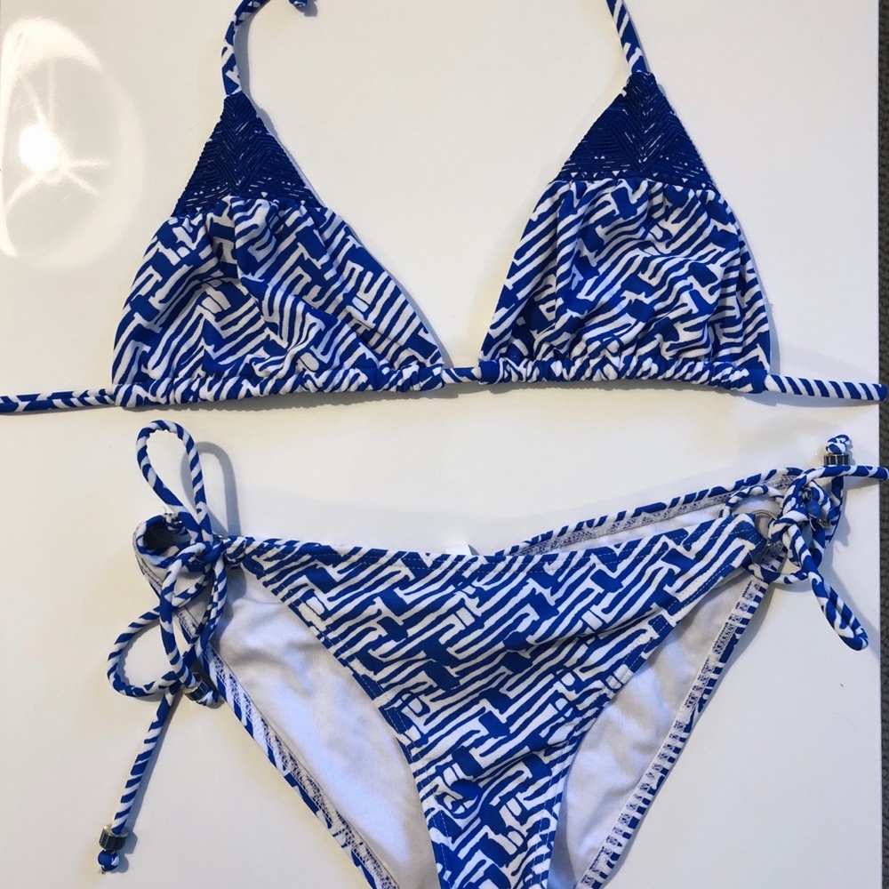 Stripe-y Blue and White Bikini